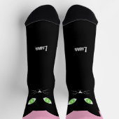 Custom Black Cat Photo Socks with Name - Cat Lover Socken (Oben)