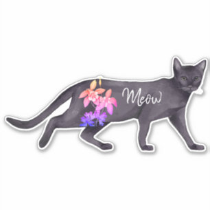 Custom Black Cat Pink Custom Cut Vinyl Sticker