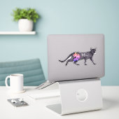 Custom Black Cat Pink Custom Cut Vinyl Sticker (Laptop auf Schreibtisch)