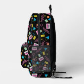 Custom Black Colorful Aachtties Retro Muster 80er Bedruckter Rucksack (Rechts)
