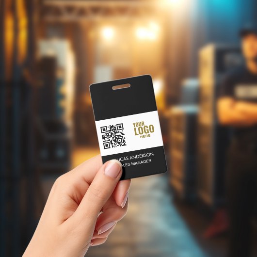 Custom Black Company Logo Name Title Bar Code Ausweis (Concert)