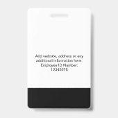 Custom Black Company Logo Name Title Bar Code Ausweis (Back)