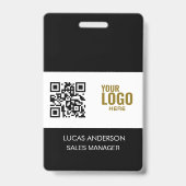 Custom Black Company Logo Name Title Bar Code Ausweis (Front)