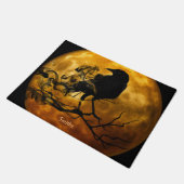 Custom Black Crow Halloween Moon Door Mat Fußmatte (Schrägansicht)