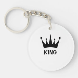 Custom Black Crown King Text Circle Acrylic Schlüsselanhänger
