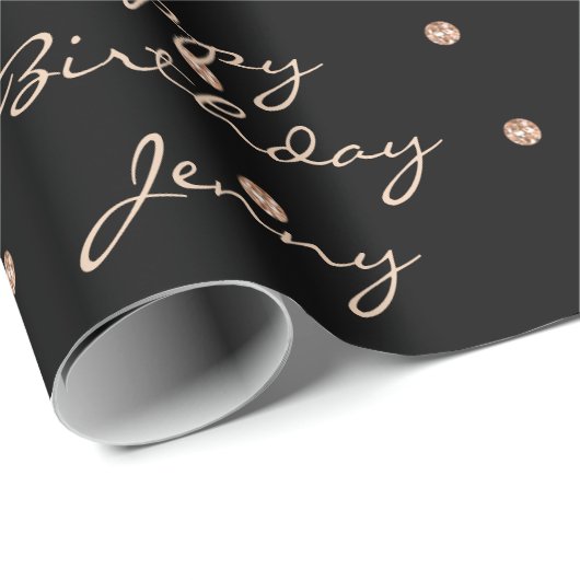 Custom Black Dots Rose Goldenes Kristall Swarovski Geschenkpapier (Rolleneckpunkt)