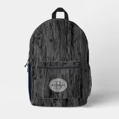 Custom Black Dunkel Medium Grau Holzkörnmuster Mus Bedruckter Rucksack (Vorderseite)