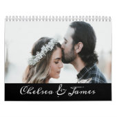 Custom Black Elegance Calligraphy Couple Foto Kalender (Titelbild)
