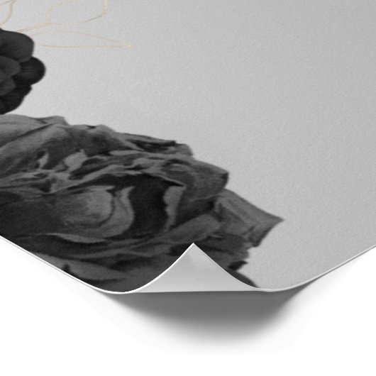 Custom Black Floral Wedding Anniversary Poster (Ecke)