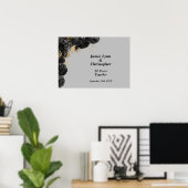 Custom Black Floral Wedding Anniversary Poster (Heimbüro)