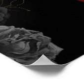 Custom Black Floral Wedding Anniversary Poster (Ecke)