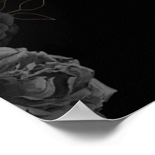 Custom Black Floral Wedding Anniversary Poster (Ecke)