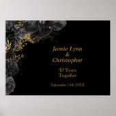 Custom Black Floral Wedding Anniversary Poster (Vorne)