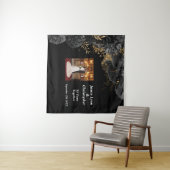 Custom Black Floral Wedding Anniversary Tapestory Wandteppich (Beispiel (Horizontal))