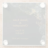 Custom Black Floral Wedding Jubiläum Glasuntersetzer (Rückseite)