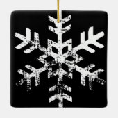 Custom Black Foto Ornament mit Schneeflocken (Rückseite)
