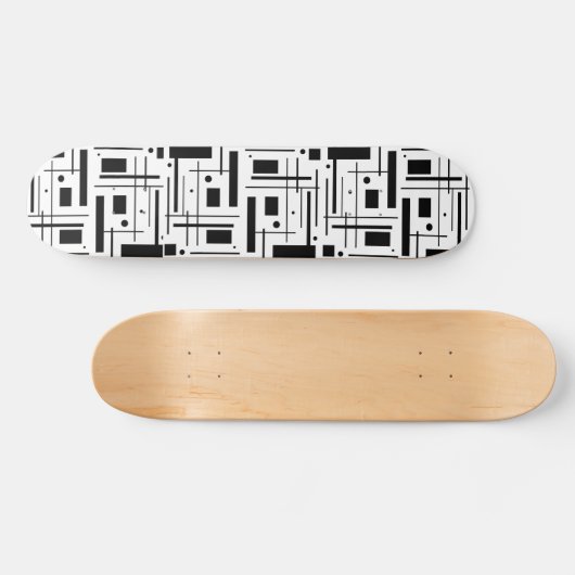 Custom Black Geometric Shapes Skateboard (Horizontal)
