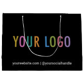 Custom Black Gift Bag mit Firmenlogo 12.5x9 in Große Geschenktüte (Rückseite)