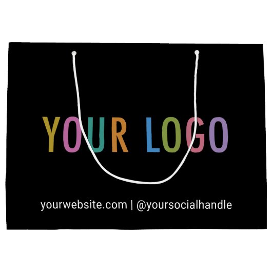 Custom Black Gift Bag mit Firmenlogo 12.5x9 in Große Geschenktüte (Rückseite)