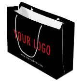 Custom Black Gift Bag mit Firmenlogo 12.5x9 in Große Geschenktüte (Vorderseite Schrägansicht)