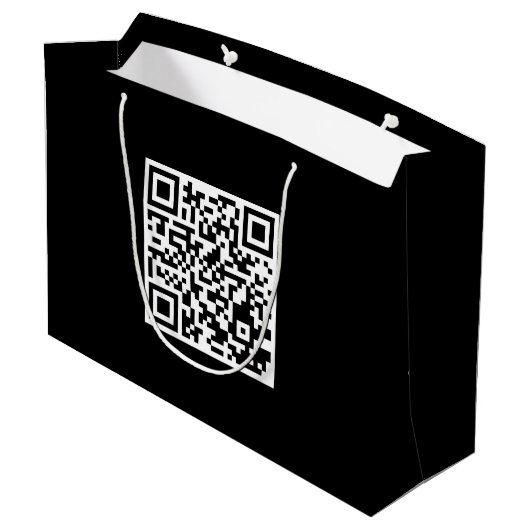 Custom Black Gift Bag mit QR Code Große Geschenktüte (Rückseite Schrägansicht)