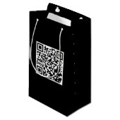 Custom Black Gift Bag mit QR Code Kleine Geschenktüte (Vorderseite Schrägansicht)