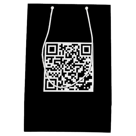 Custom Black Gift Bag mit QR Code Mittlere Geschenktüte (Rückseite)