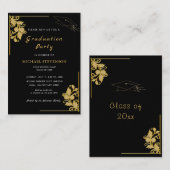 Custom Black Gold Abschluss Einladung - Special (Vorne/Hinten)