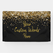 Custom Black Gold Birthday Party Photo Booth Prop Banner (Horizontal)