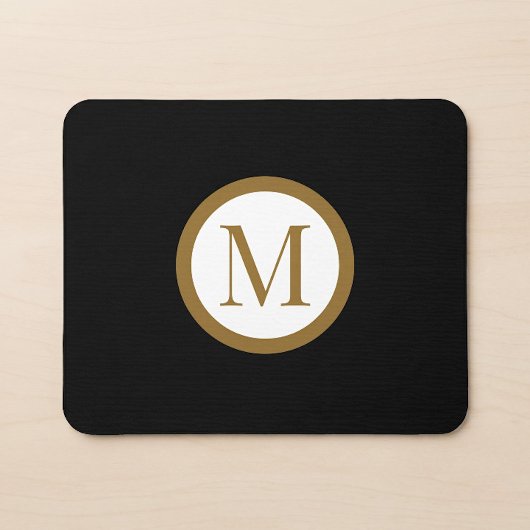 Custom Black & Gold Center Seal Monogram Mousepad