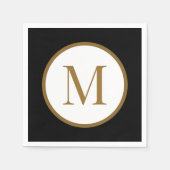 Custom Black & Gold Center Seal Monogram Serviette (Vorderseite)