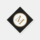 Custom Black & Gold Center Seal Monogram Serviette (Ecke)