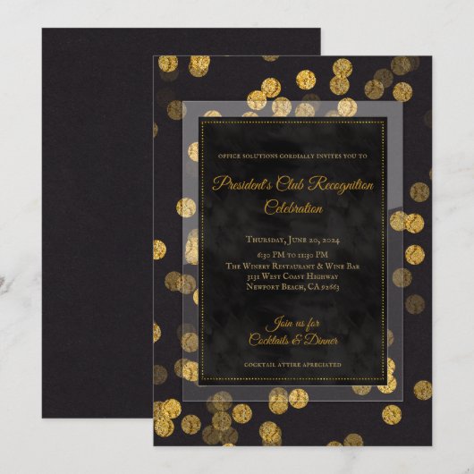 *CUSTOM_Black Gold Confetti Celebration Party Save The Date (Vorne/Hinten)