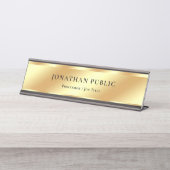 Custom Black & Gold Elegant Glamour Template Luxe Schreibtischnamensplakette (Vorderseite )