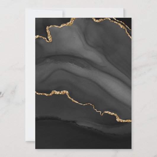 Custom Black Gold Foil Agate Hochzeitseinladungen Einladung (Rückseite)