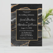 Custom Black Gold Foil Agate Hochzeitseinladungen Einladung (Stehend Vorderseite)