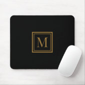 Custom Black & Gold Framed Monogram Mousepad (Mit Mouse)
