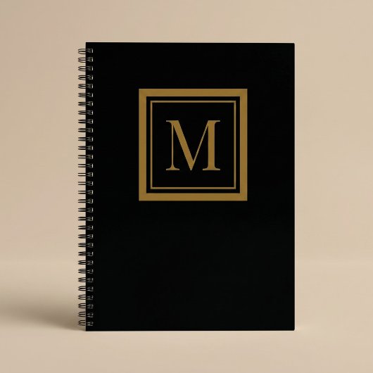 Custom Black & Gold Framed Monogram Notizblock
