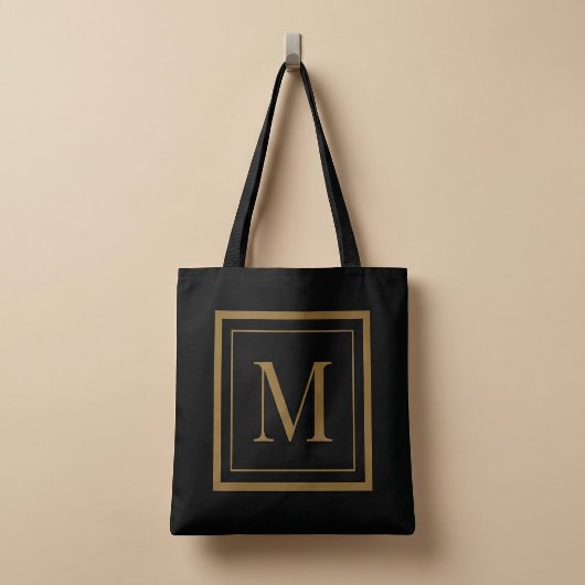 Custom Black & Gold Framed Monogram Tasche