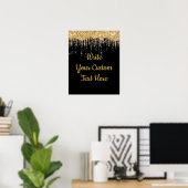 Custom Black Gold Glitzer Birthday Foto Prop Poster (Heimbüro)