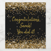 Custom Black Gold Graduate Party Graduate Bevorzug Weinetikett (Einzelnes Label)