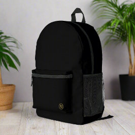 Custom Black Gold Initial l Elegante Minimalistisc Bedruckter Rucksack