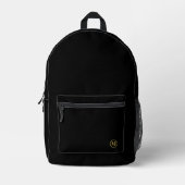Custom Black Gold Initial l Elegante Minimalistisc Bedruckter Rucksack (Vorderseite)