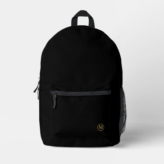Custom Black Gold Initial l Elegante Minimalistisc Bedruckter Rucksack