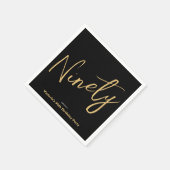 Custom Black Gold Minimal Moderne 90. Geburtstag Serviette (Ecke)