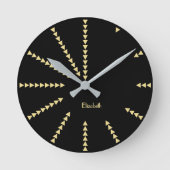 Custom Black Gold Moderne Elegante Dekor Zuhause O Runde Wanduhr (Vorderseite)
