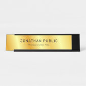 Custom Black Gold Moderne Elegante Luxuriöse Glamo Schreibtischnamensplakette (Vorderseite )