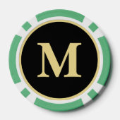 Custom Black Gold Monogram 100 Turnier Spiel Pokerchips (Rückseite)