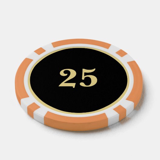 Custom Black Gold Monogram 25 Zuhause Turnier Game Pokerchips (Einzeln)