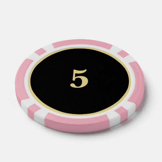 Custom Black Gold Monogram 5 Zuhause Turnier Game Pokerchips (Einzeln)